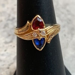 Class Ring NWOT Reflections Jessica 2015 Gold Tone with Red Blue Stones